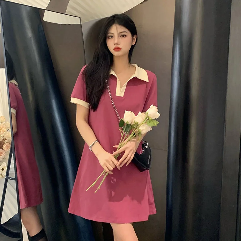 

Женское летнее свободное платье-футболка с коротким рукавом