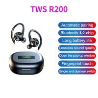 r200 tws wireless headphones fone bluetooth earphones with mic sports waterproof ear hooks headset stereo music game earbuds