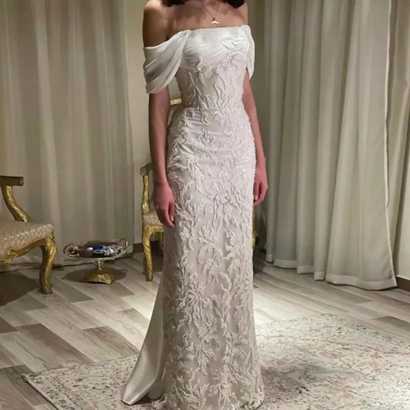 Изысканные вечерние платья-русалки Aleeshuo платье с открытыми плечами для