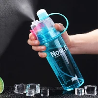 spray water bottle sport drinking bottles with straw plastic outdoor gym fitness anti fall drinking shaker cooling spray bottle