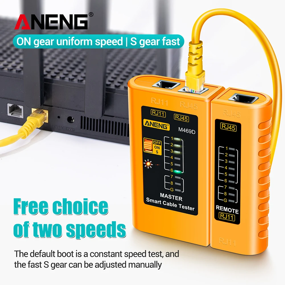 Фото ANENG Тестер кабельной локальной сети Тестер сетевого кабеля RJ11 RJ45 RJ12 CAT5 UTP Тестер локального кабеля Сетевой инструмент Ремонт сети M469D №3
