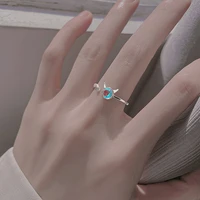 newlittle devil zircon pendant opening rings for woman retro silver accessories for korean fashion simple jewelry ring gifts
