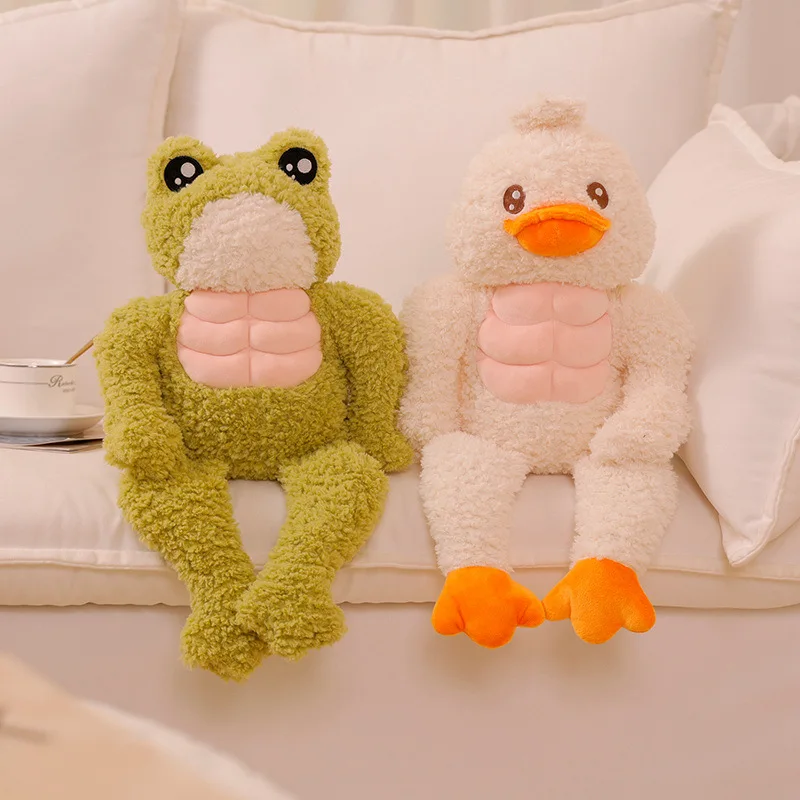 

35/45cm Strong Frog Plush Strong Duck Plush Toy Stuffed Animal Soft Cute Muscle Frog Duck Doll Plushies Christmas Gift for Kids