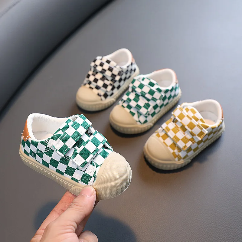 Spring Autumn Children's Canvas Shoes Toddler Casual Shoes Fashion Plaid Baby First Walkers Toddler Sneakers