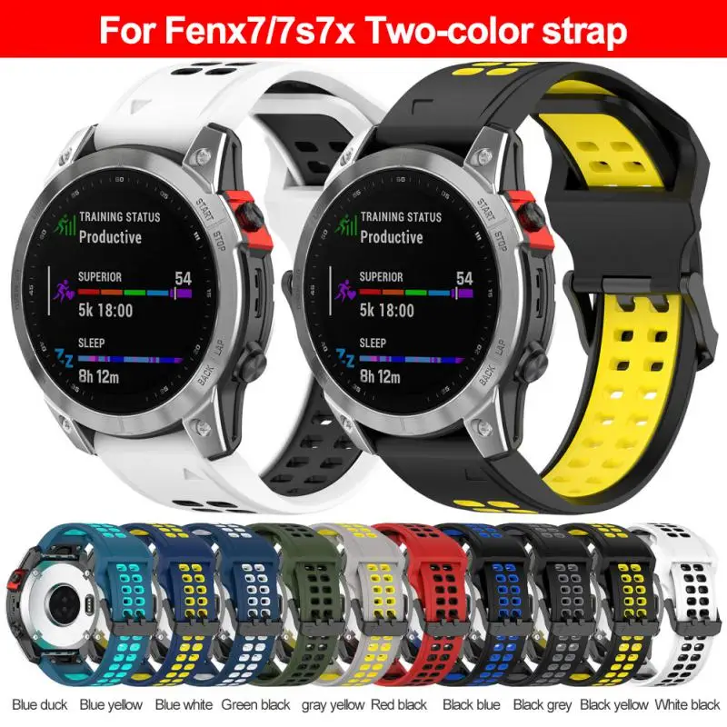

For Garmin Fenix 6X GPS Garmin TACTIX DELTA Garmin Enduro2 Two-tone Wristband With Silicone Breathable Strap 26mm Accessories
