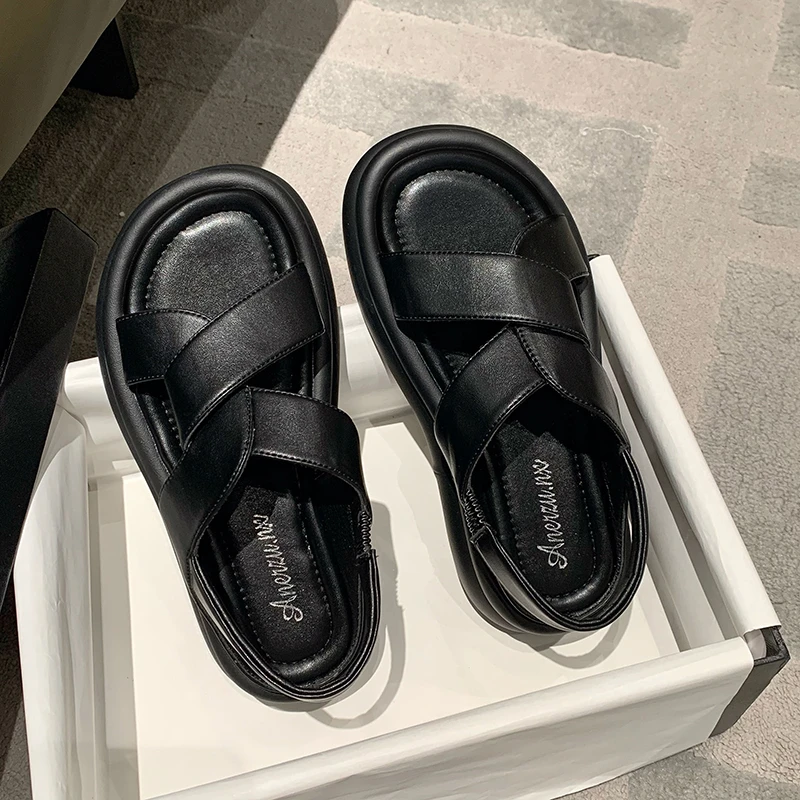 2023 Summer New Platform Women Sandals Fashion Open Toe Thick Sole Flats Shoes Ladies Elegant Gladiator Sandalias