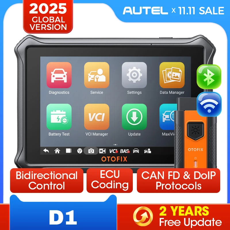 

OTOFIX D1 Автомобильный диагностический инструмент, бесплатное обновление на 2 года, двунаправленный инструмент сканирования, кодирование ЭБУ, Bluetooth, сканер OBD2, CAN FD и DoIP