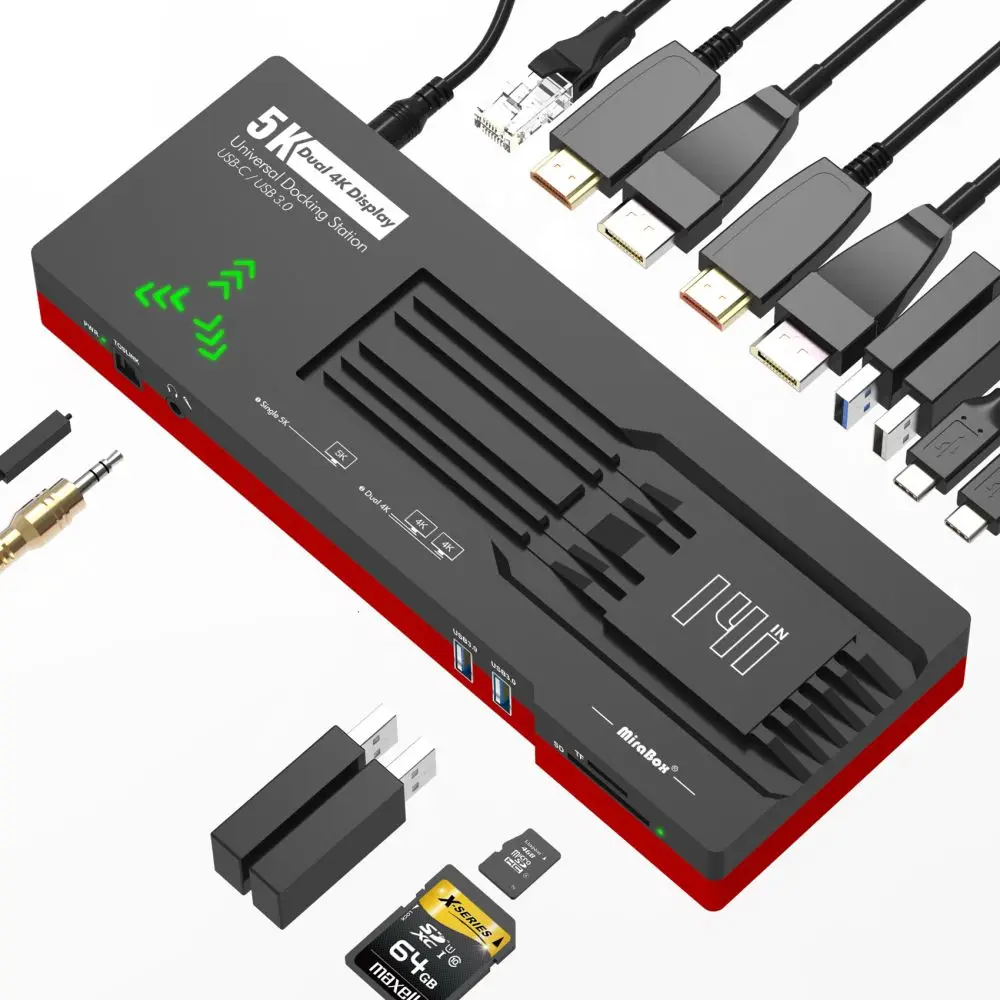 

Док-станция USB C с тройным монитором, USB 1000, м
