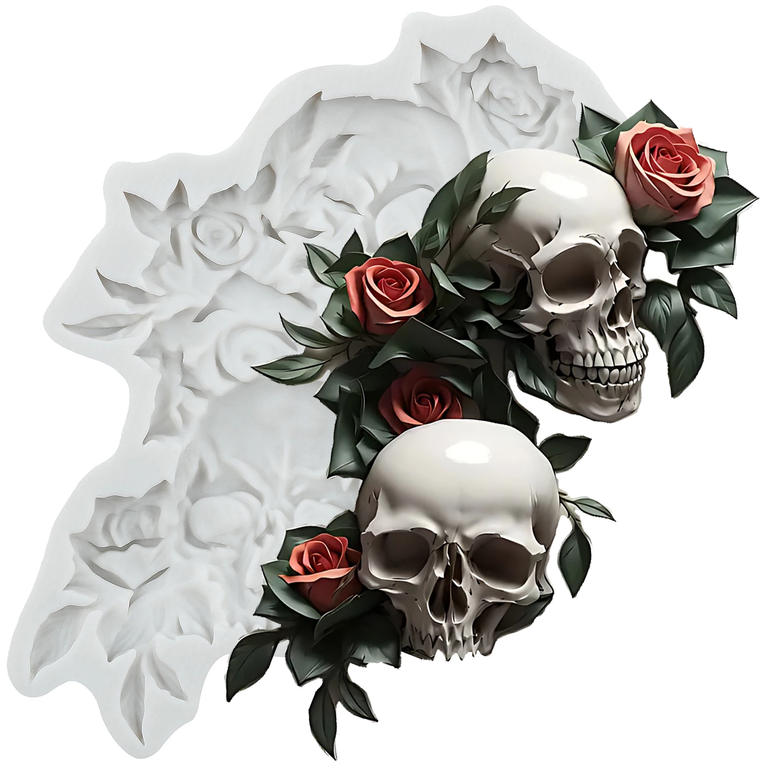 Силиконовые формы для торта Mujiang череп роза