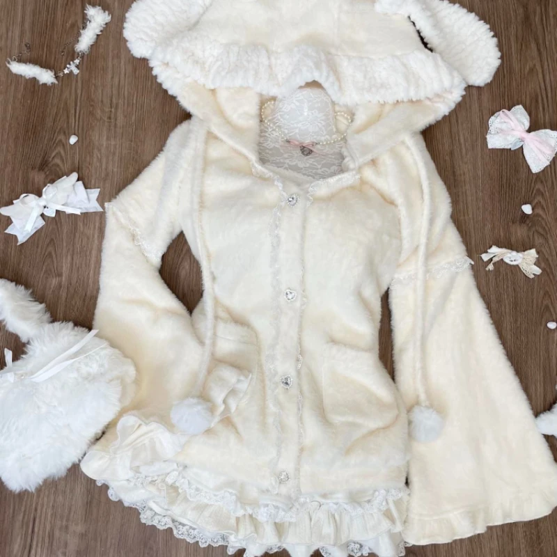 Новинка зимы 2024 куртка с капюшоном абрикосового цвета в корейском стиле +