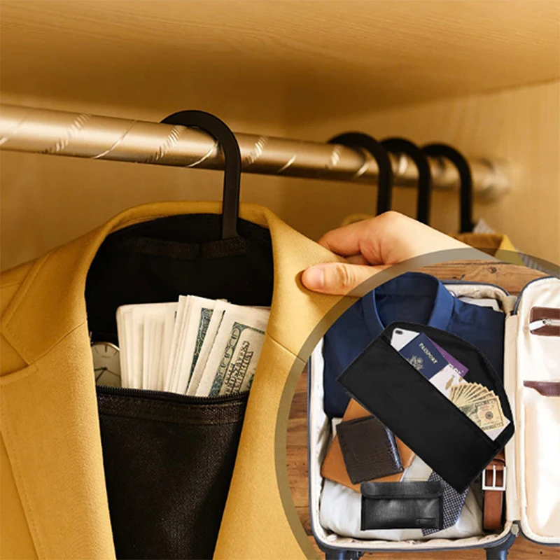 

Hanger Bag Hanger Diversion For Wardrobe Travel Conceals Valuables Cash Water Resistant Hidden Pocket Fits Under Hanging Clothes