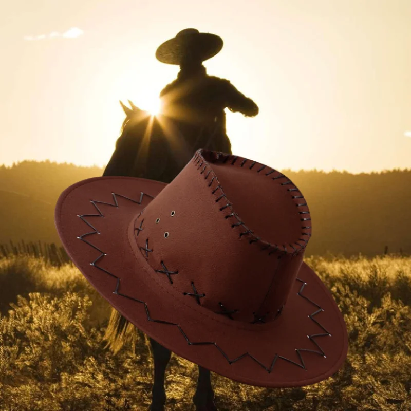 

New Ladies Western Cowboy Hat Summer for Gentleman Riding Hunting Cowgirl Jazz Cap Fashion Suede Travel Wide-brimmed Caps