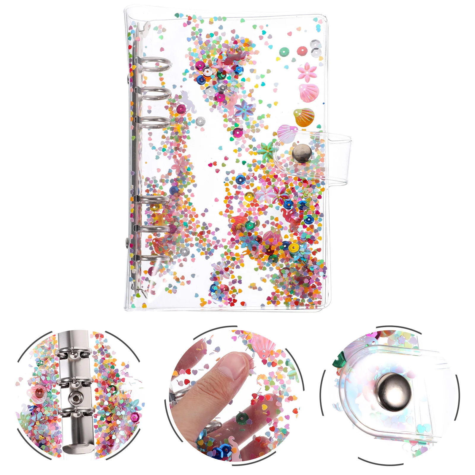 

Binder Cover Notebook Transparent A6 Glitter Flipchart Leaf Loose Refillable Shell Planner Budget Notepadbutton Covers Pocket