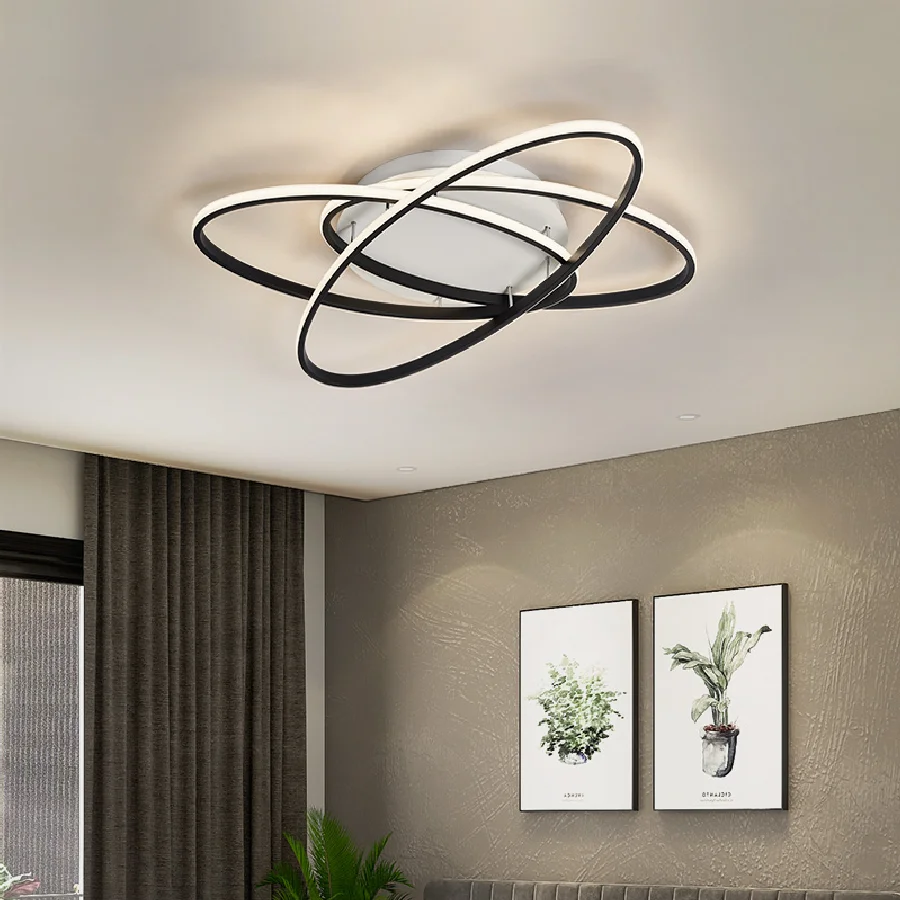 

Minimalism Modern Led Ceiling Chandeliers For Living Room Bedroom Study Room Creative Modern Chandelier 90-260V Black Finished