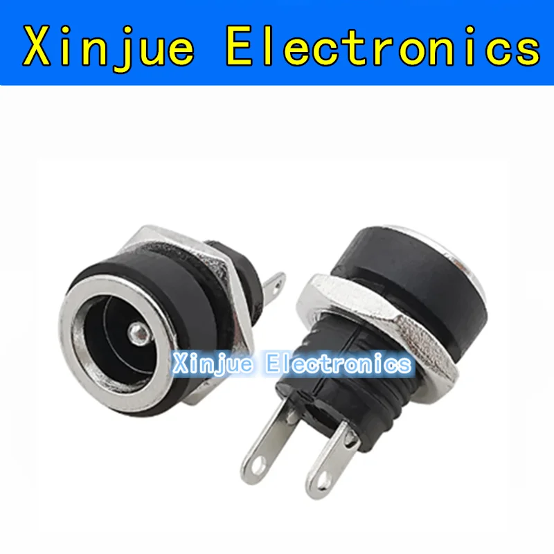 10/2 pces 5.5x2.1mm dc fonte de alimentação fêmea jack painel montagem conector 5.5*2.1mm dc tomada 2 perna terminal plug adap