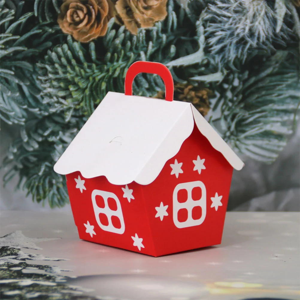 

25Pcs Christmas Gift Boxes Christmas Eve Box Christmas Red Little House Candy Box Candy Packaging Boxes Gift Packing Cases