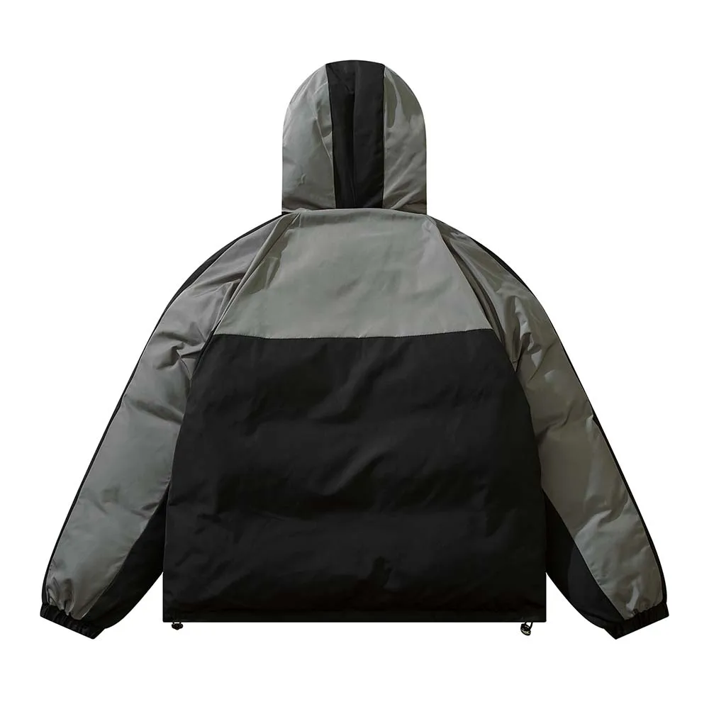 Harajuku Thick Puffer Jacket Men Cotton Colour block Hooded Padded Jackets Japanese Casual Oversize Coat Winter Unisex Parkas