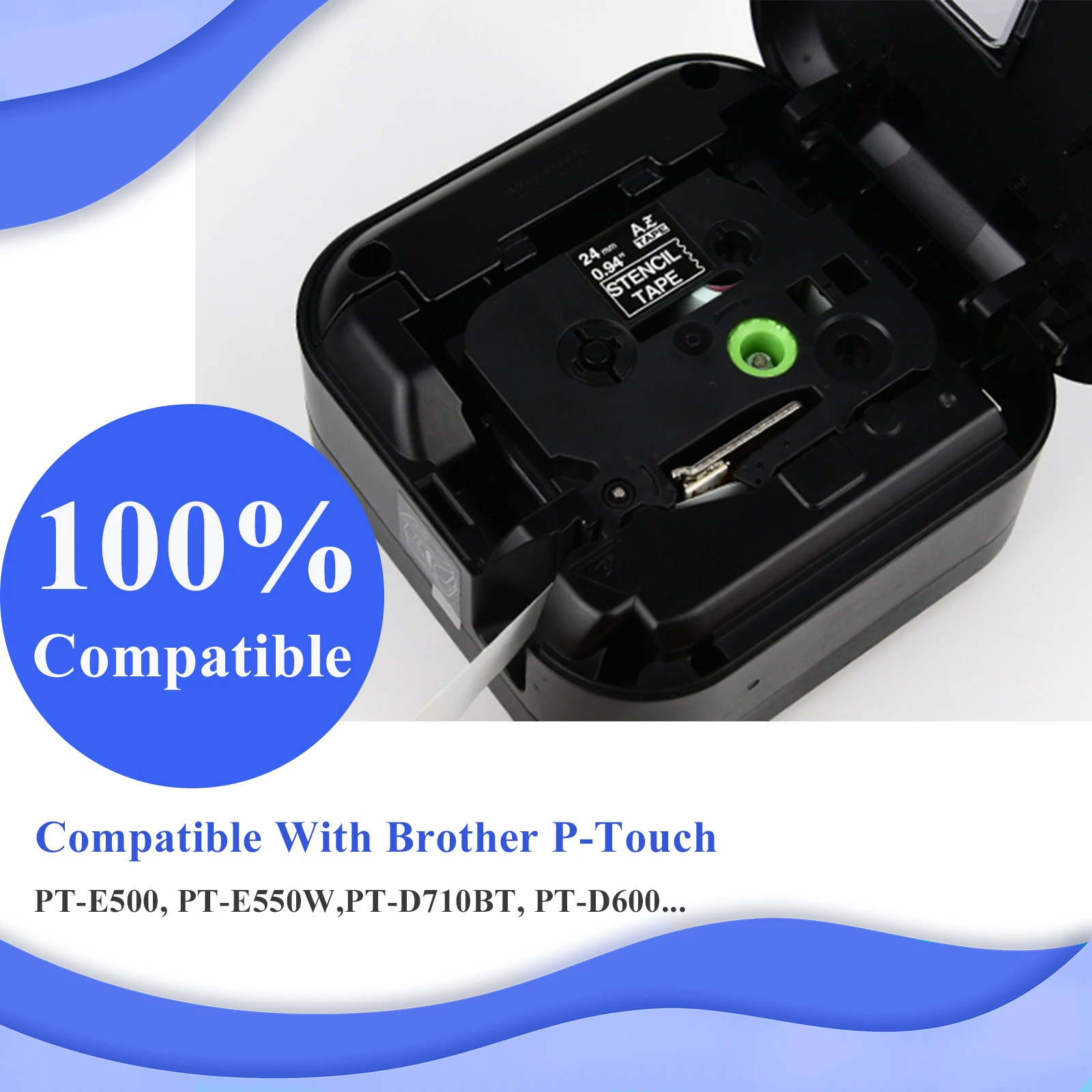 Трафарет Cruxer 5PK неламинированная лента 24 мм совместимая с Brother цвет черный