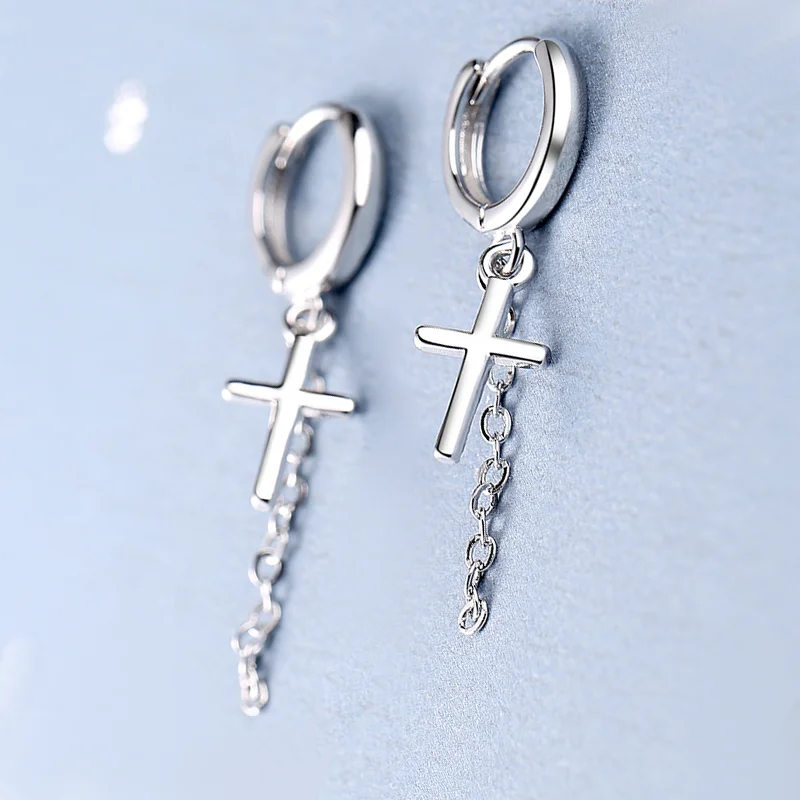 Серьги yichong штамп серебро 925 игла крест кулон обруч гипоаллергенные серьги для