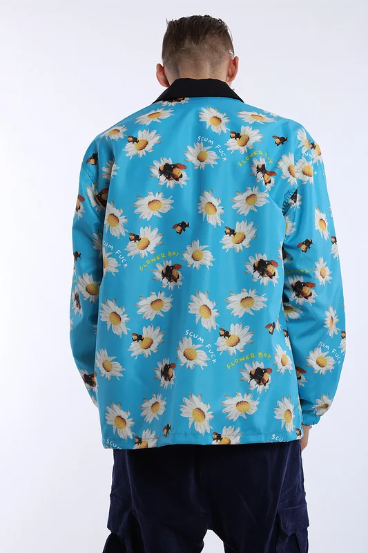 

2021 Top Quality Nagri Daisy Print Sky Blue Jacket Men Women Couple Jacket High Street Hip Hop Oversize Casual Jacket
