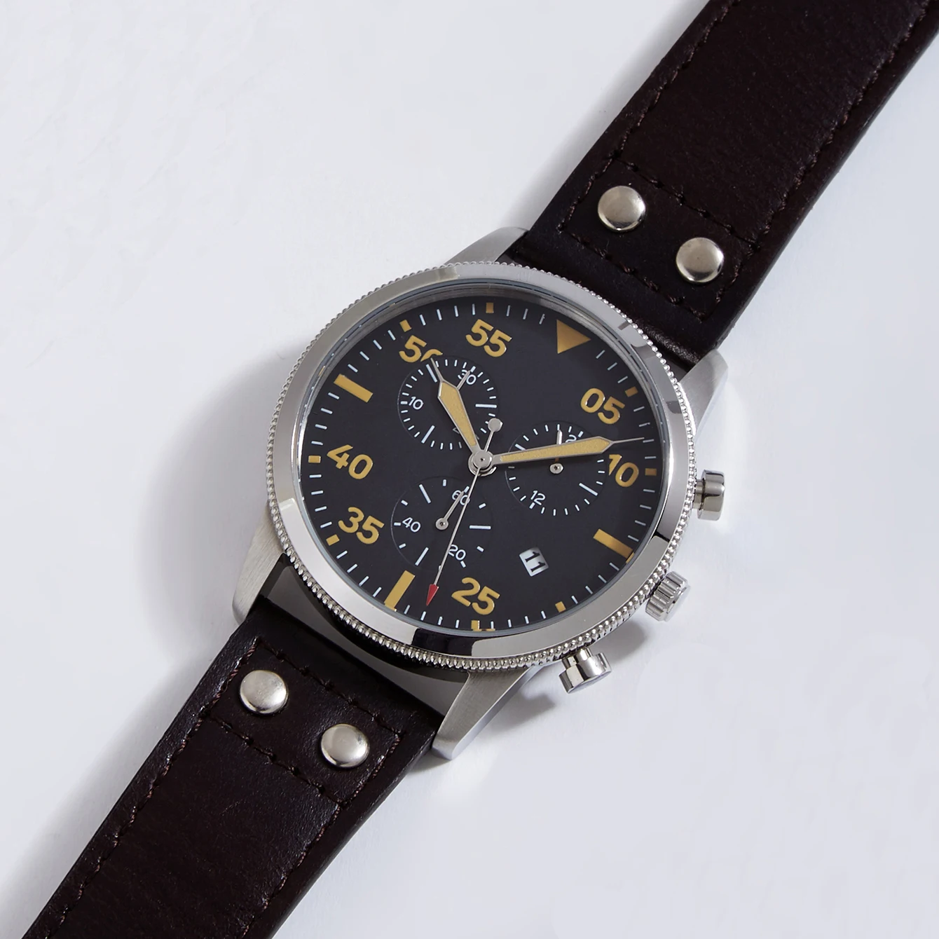 Часы с хронографом 42 мм японский пилот JS05 мужские кварцевые наручные часы