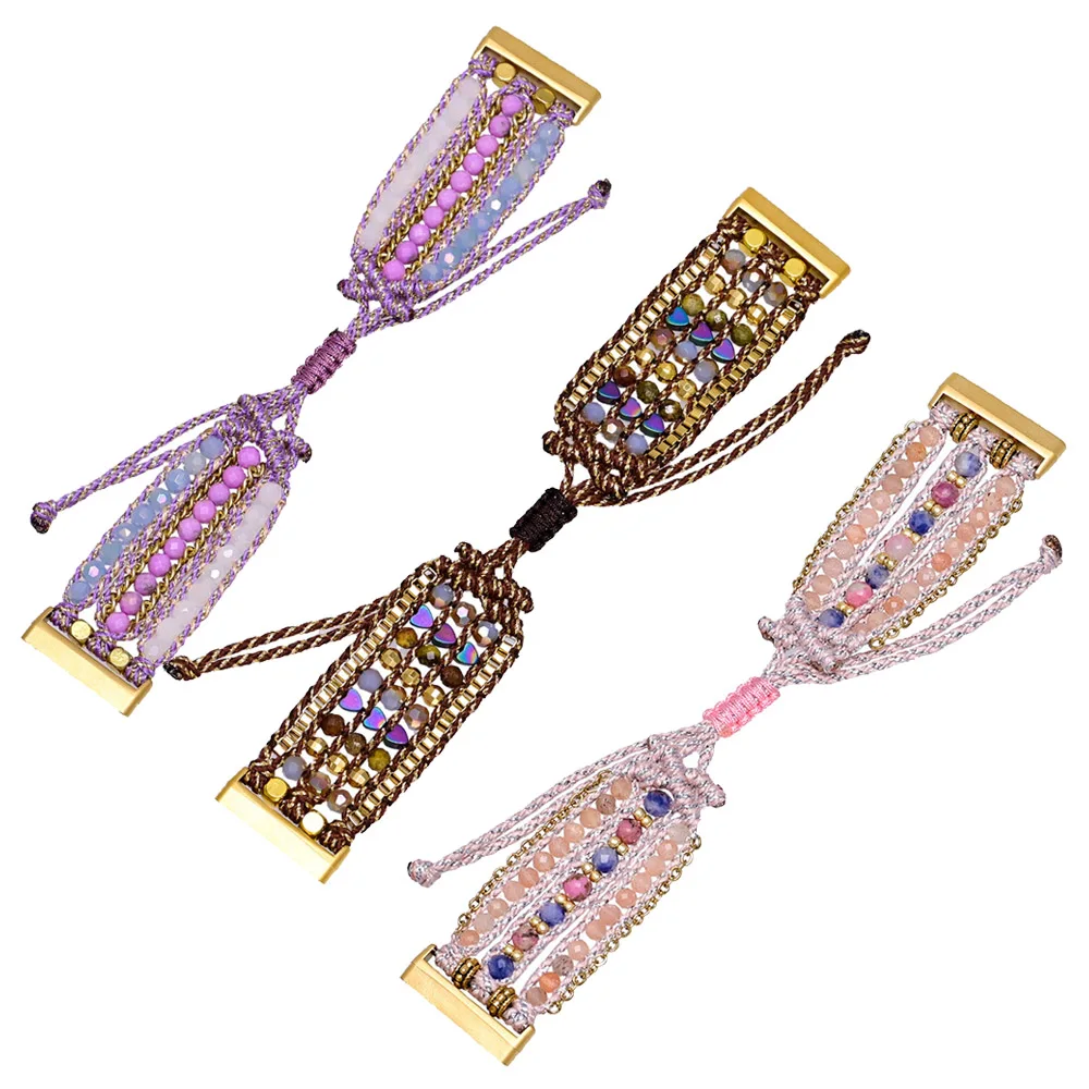Natural Gemstone Bracelet Band For Fitbit Versa 1 2 3 4 Strap Bohemian Watchband For Fitbit Versa Lite/Sense 2 Band Wristband