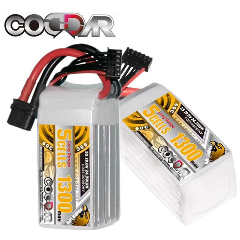 

CODDAR 1300mAh 60C LIHV Batteries 5S 19V LiPo Battery For RC Drone Airplane Min Helicopter FPV Spare Parst With XT60 Plug