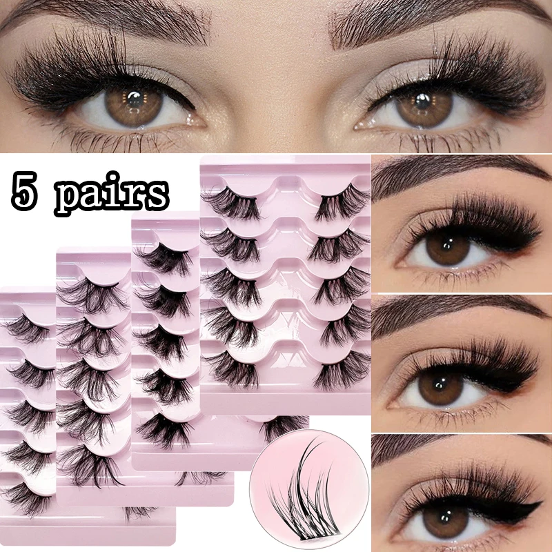 

5 Pairs Half Eyelashes 3D Multilayer False Eyelashes Thick Eye Lash Extension Segmented Beauty Soft Hair Messy Fake Lash Makeup
