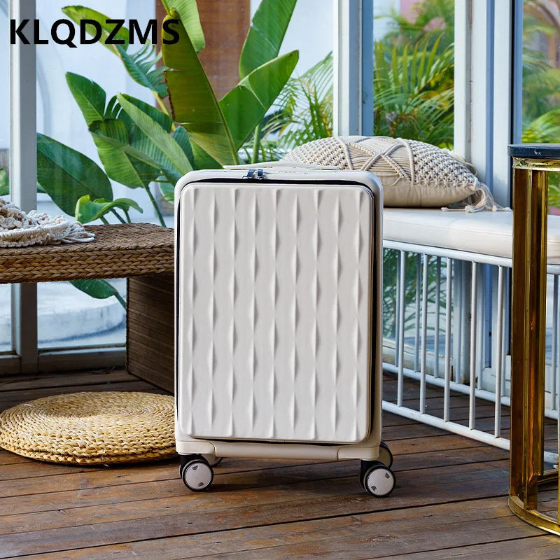 KLQDZMS Aluminum Frame Front Opening Computer Luggage 20 Inch Boarding Mute Password Box 24