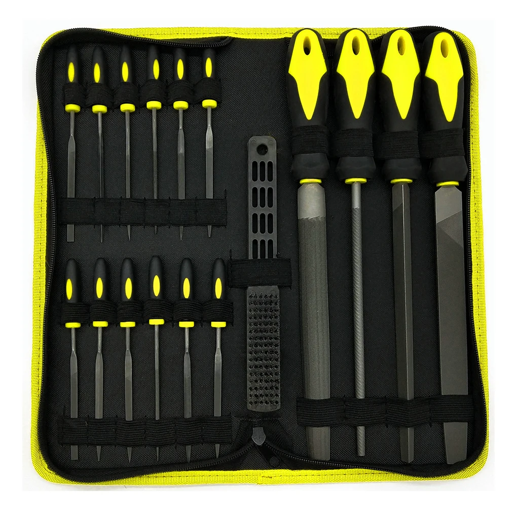 

17pcs set File Set Woodworking Polishing Rasp Rubber Handle Craftsman Filing Finishing Files with Storage Bag Yellow