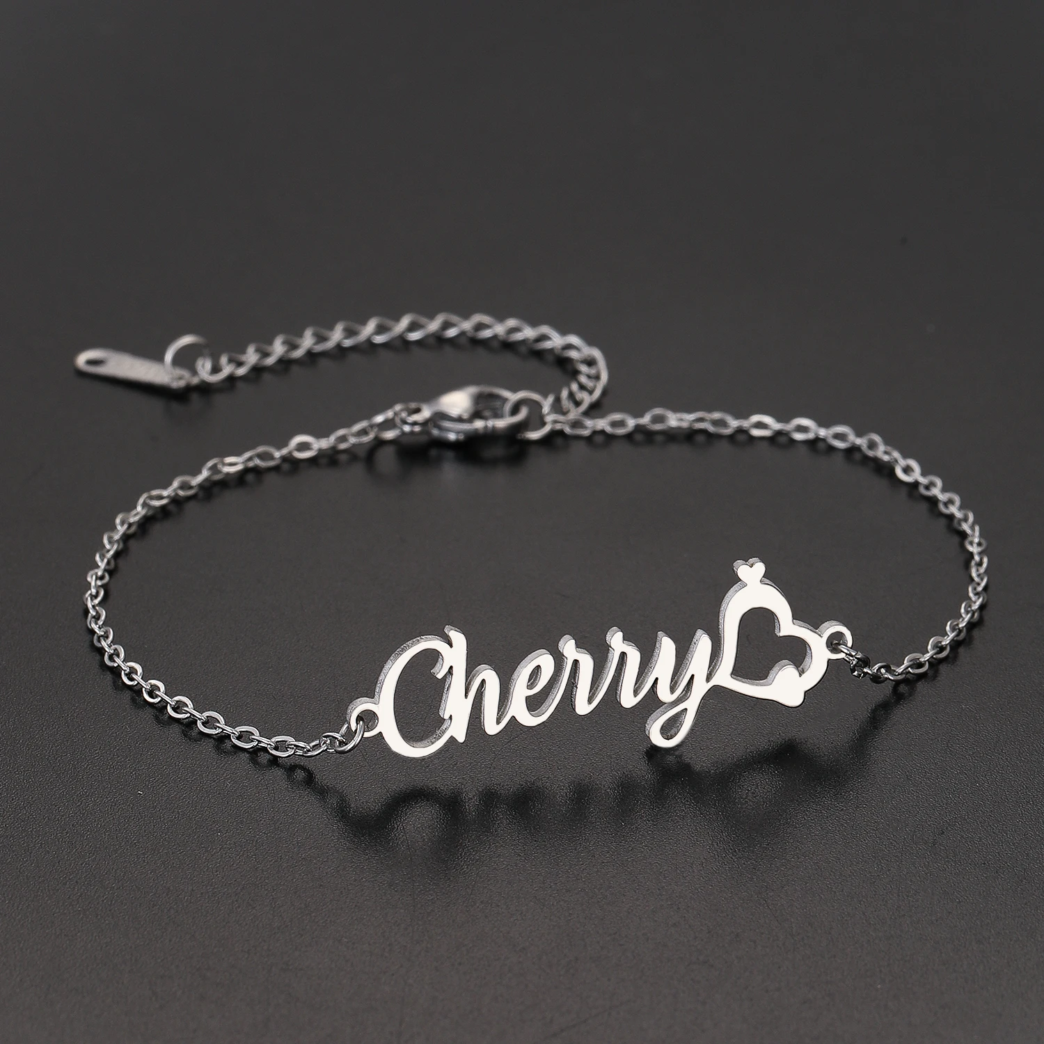 QIAMNI минималистичные браслеты из нержавеющей стали с сердечком и буквами для