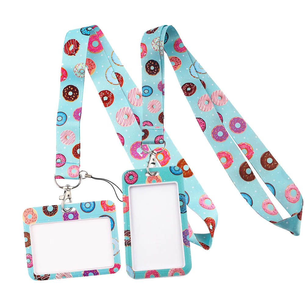 

YL743 New Donuts Cute Lanyard Credit ID Badge Holder Key Rings Bag Student woman Travel Bank Bus Business Card Cover Keychain