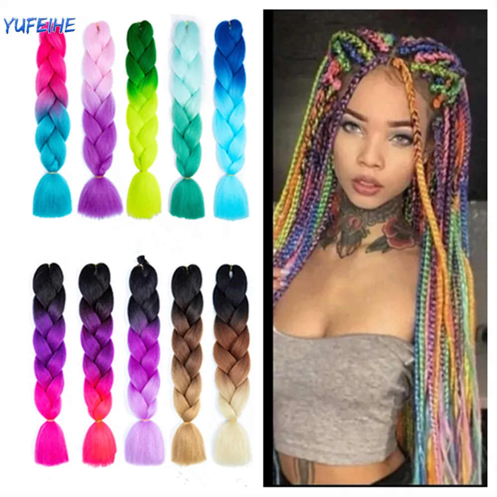 

Jumbo Braid Hair 24inch Pure Ombre Color Synthetic Braiding Hair Kane Kalone Extensions Heat Resistant Fiber Wholesale Pink