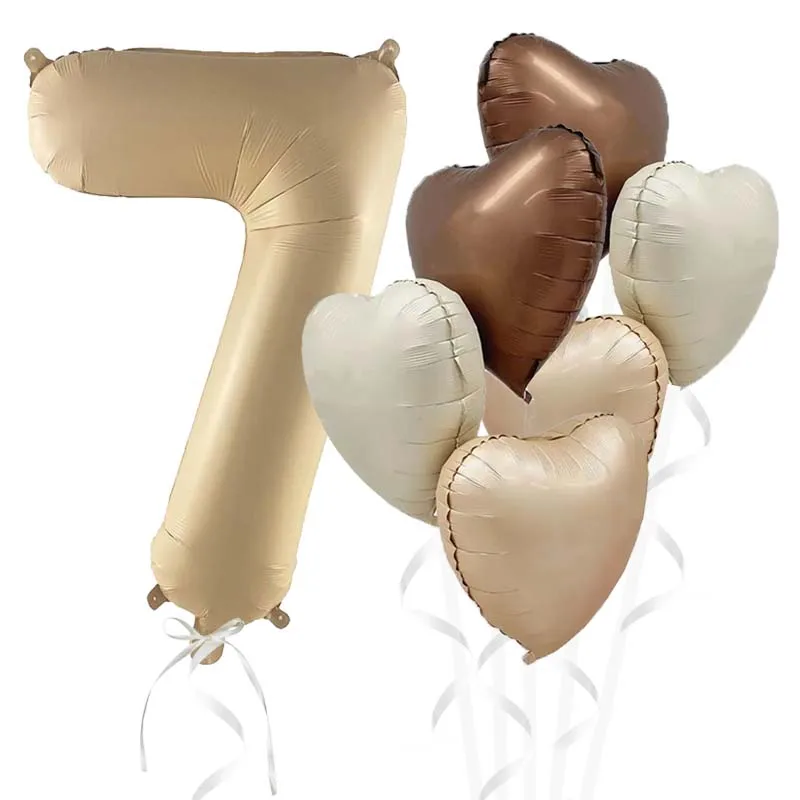 

8 шт. фольгированных шаров WYDRIM, кремово-карамельные, 32 дюйма, с сердцем и номером