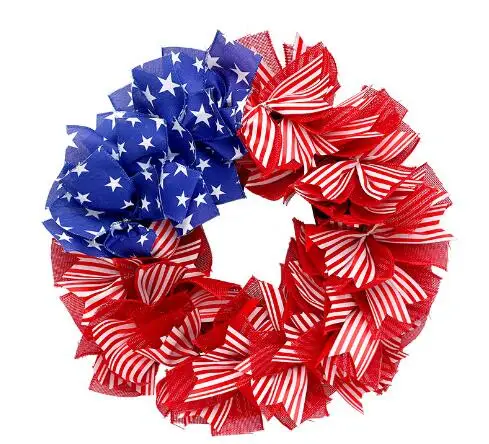 

Венок на День Независимости, украшение для крыльца, входная дверь, уличный висячий венок с бантом, украшение для крыльца