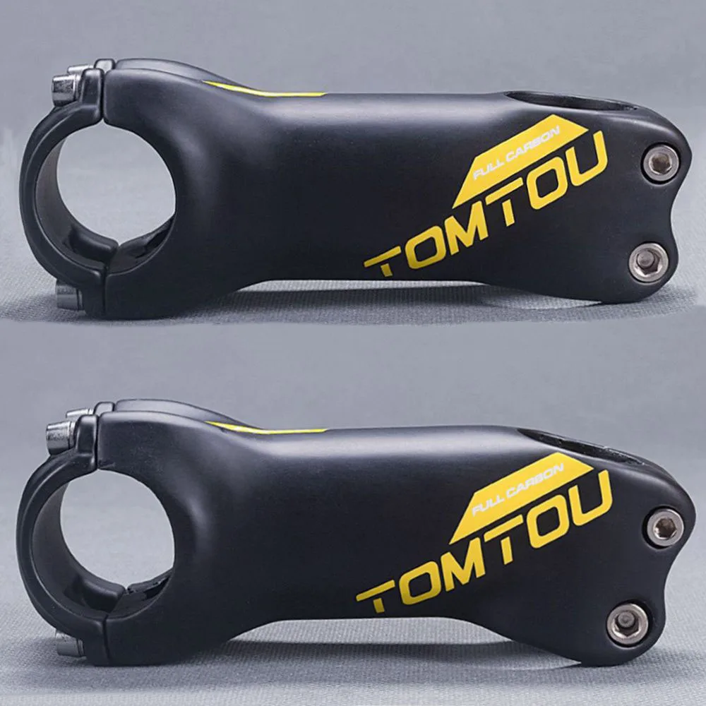 

TOMTOU Full Carbon Fiber Bicycle Stem 31.8mm Handlebar MTB Road Bike Stem 60/70/80/90/100/110/120/130mm Matte Yellow Logo