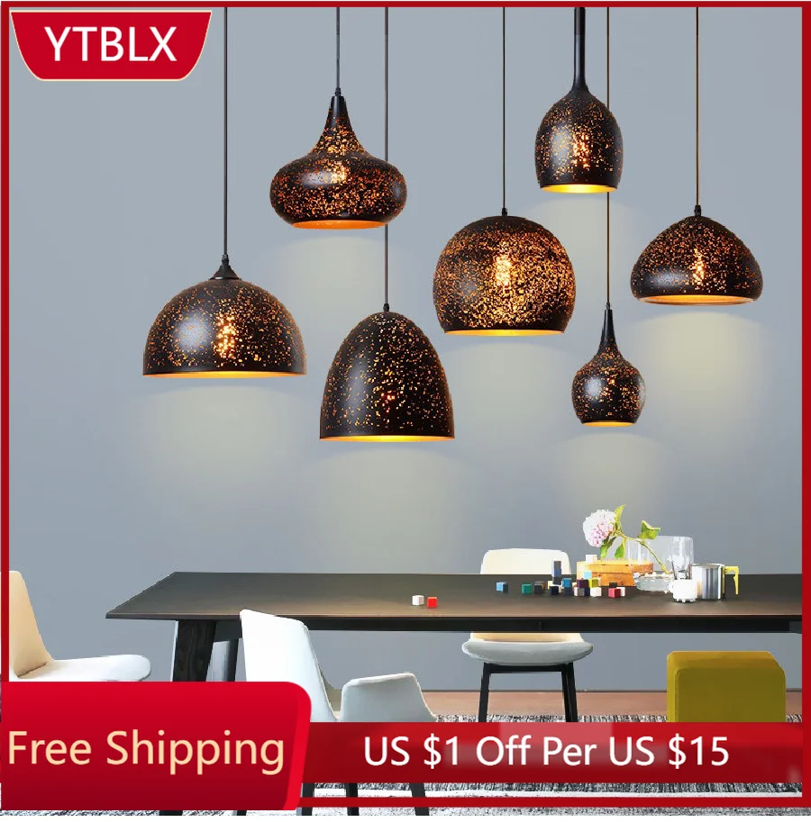 

Led Pendant Lights Vintage Indoor Hanging Lamp E27 Loft Dining Room Bar Lighting Kitchen Fixture Modern Pendant Ceiling Lamps