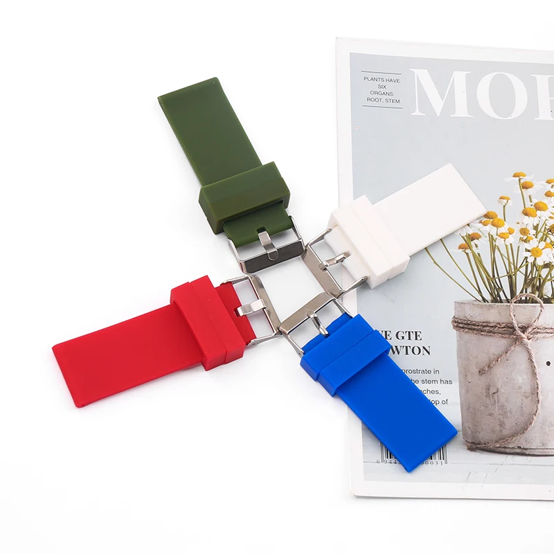 Men's silicone strap 26mm watch accessories for Garmin Panerhai men's and women's outdoor sports rubber watch band buckle