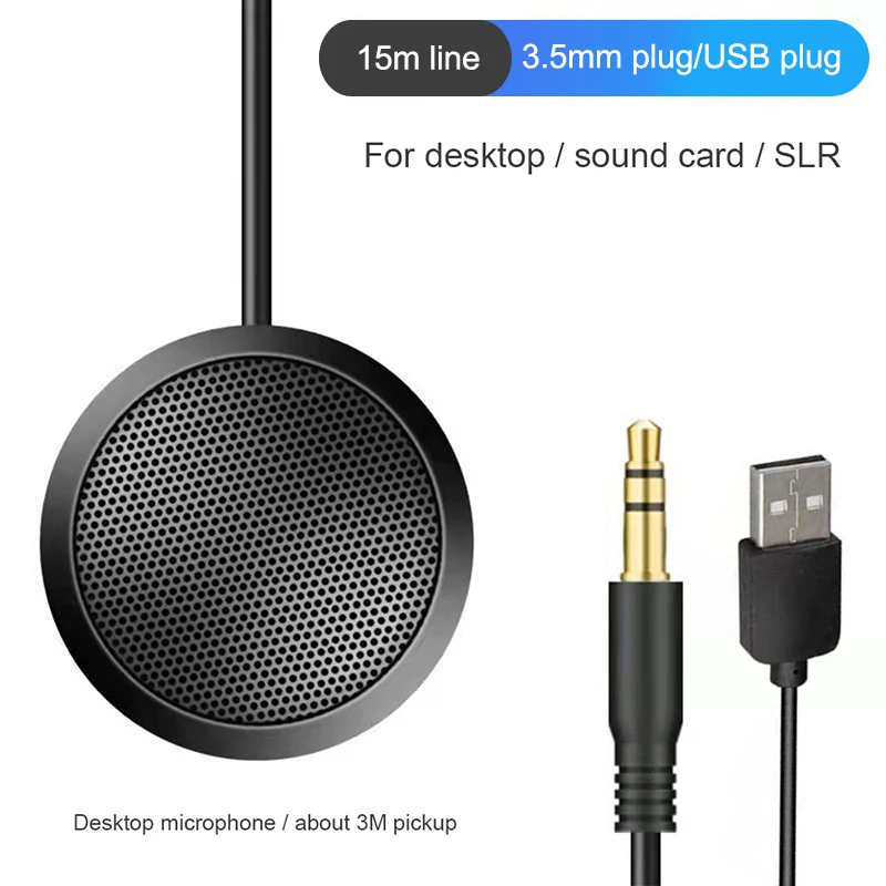 

Portable 1.5m Mini Microphone Condenser Desktop Meeting Mic Wired USB 3.5mm USB Microphone For Phone Laptop PC/Sound Card/SLR