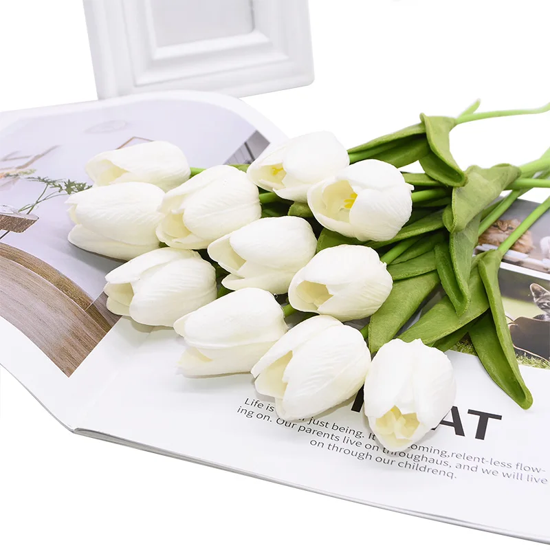 

10PCS Tulip Artificial Flower Real Touch Artificial Bouquet Fake Flower for Wedding Decoration Flowers Home Garen Decor