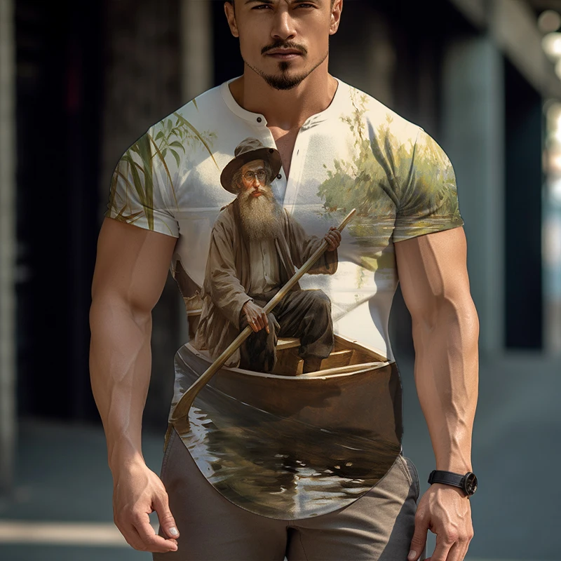 

Outdoor Casual Sports Men's T-shirt Summer Fisherman 3d Printing T-shirt Casual Comfortable T-shirt Plus Size Tops