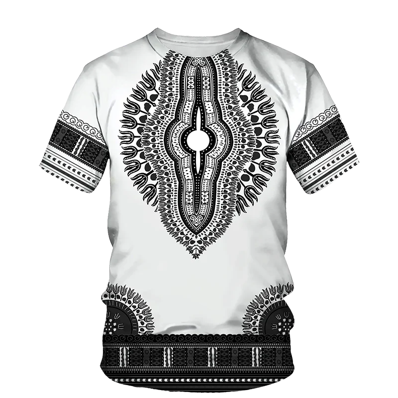 

Summer Men's Casual T-shirt African Style Men's Shirt Home Daily Short Sleeve Men's O Neck Large Size Clothing
