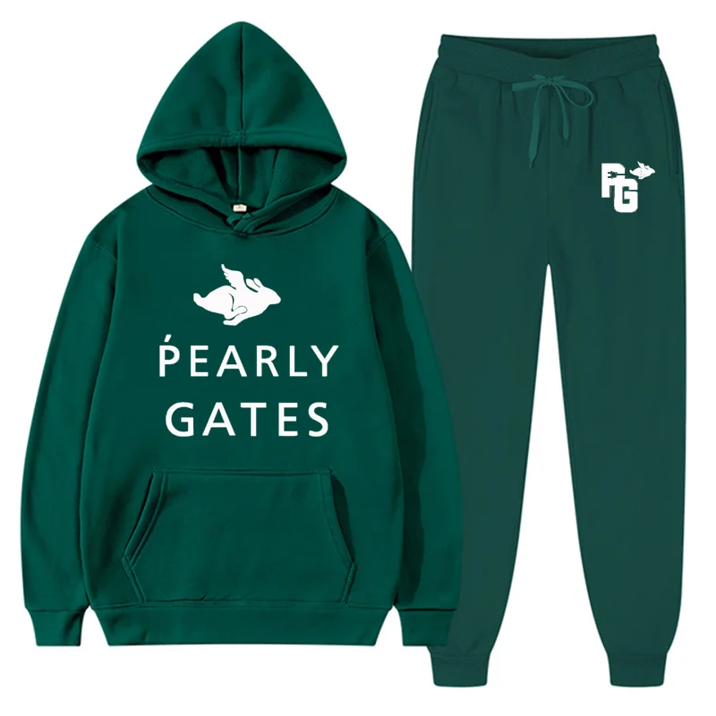 

Pearly Gates Brand Men's Brand Clothing Sweat Suit Autumn Winter Sets Hoodie+Pants Two Pieces Casual Tracksuit Male Sportswear