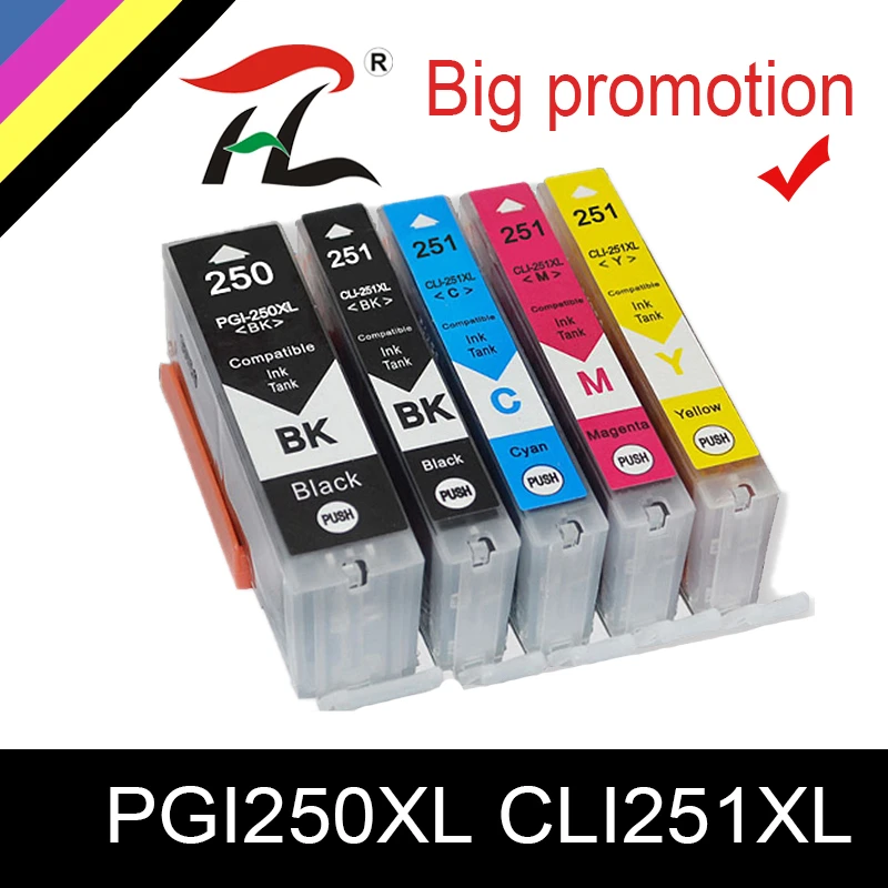 

HTL PGI-250 CLI251 for canon MG6320 MG7120 MG7520 IP8720 refillable ink cartridge with ARC chip pgi250 pgi 250