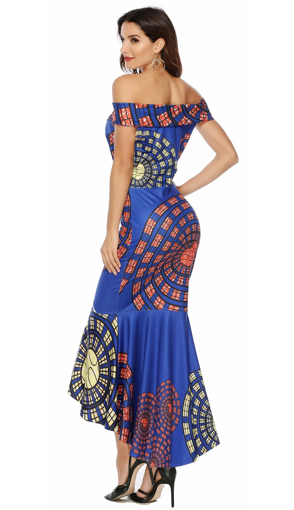 

Casual sexy slim temperament elegant 2023 new dress,New dress sexy one line shoulder print dress with buttocks