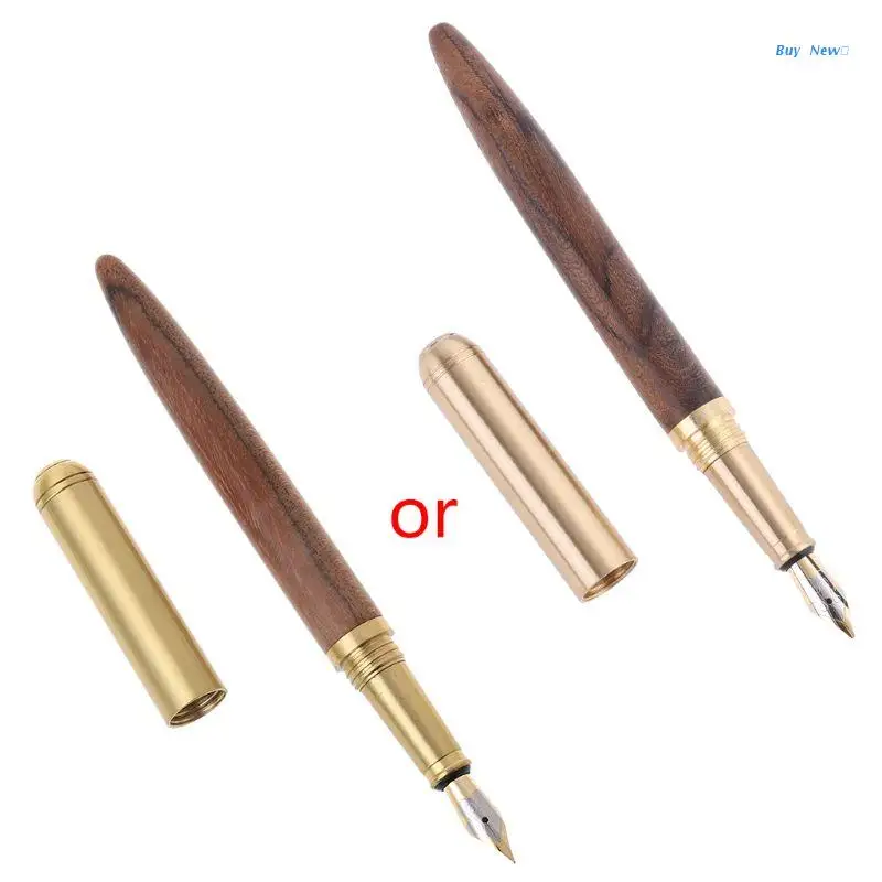 

Vintage Luxury Wooden Copper Fountain Signature Pen Fine Nib 0.7mm Writing Tool