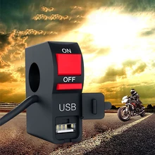 Motorcycle Phone Charger Single USB Moto Bicycle Handlebar Waterproof Charger Adapter for Benelli Trk 502x with On/Off Switch