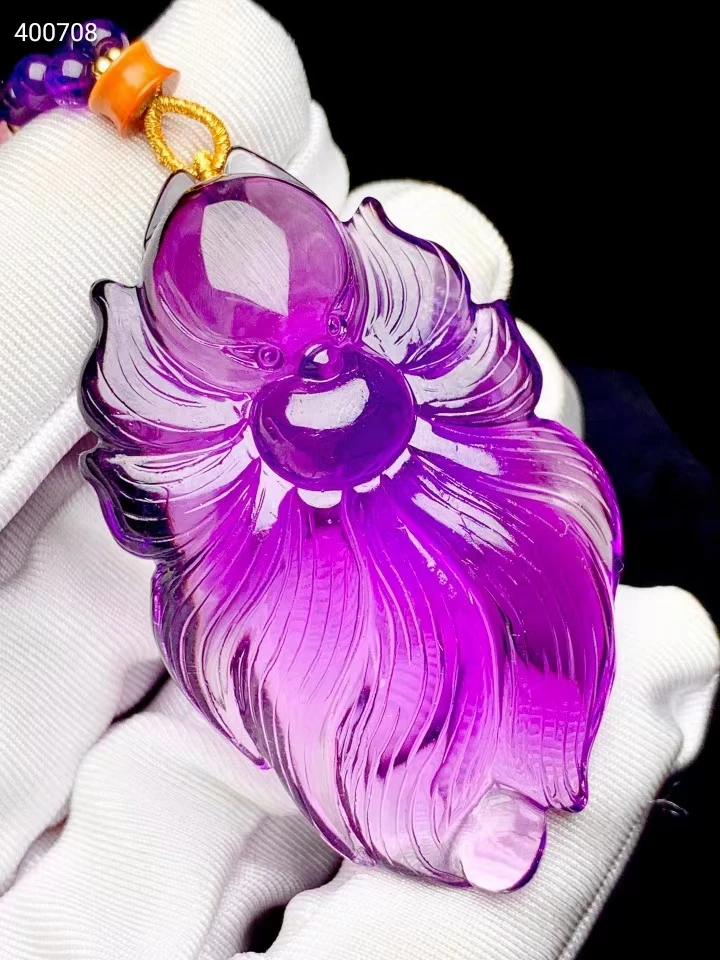 Натуральный фиолетовый аметистовый кварцевый кулон пончик мир Pi Xiu резной