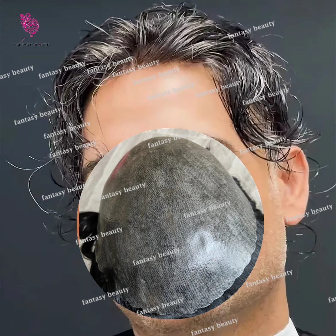 Натуральная линия волос Полная силиконовая основа из искусственной кожи 1B10