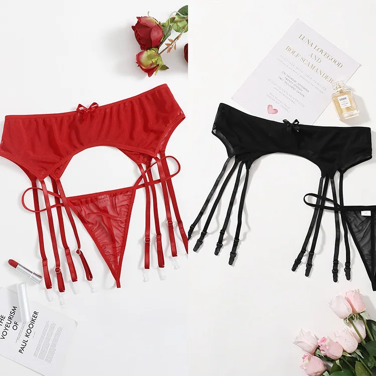 

Women's Sexy Lingerie Plus Size Lace Garter Suspenders Transparent Underwear Adjustable Double Breasted Waist Belt for Stockings